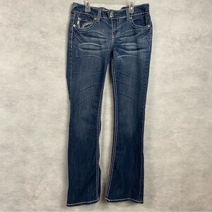 Ariya Jeans Women 7/8 Bootcut Blue Embroidered Embellished